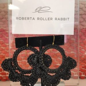 Roberta Roller Rabbit Macrame Black Earrings